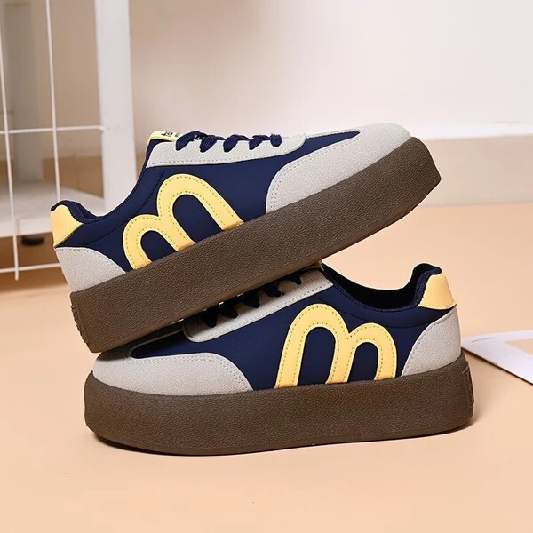 Women’s Brown Casual Sneakers with Pink Accent